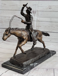 Frederic Remington Bronze Cowboy Will Rogers Sculpture 14" x 16"