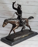 Frederic Remington Bronze Cowboy Will Rogers Sculpture 14" x 16"