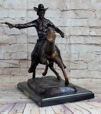 Frederic Remington Bronze Cowboy on Horse 15" x 18"
