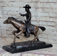 Frederic Remington Bronze Cowboy on Horse 15" x 18"