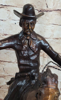 Frederic Remington Bronze Cowboy on Horse 15" x 18"