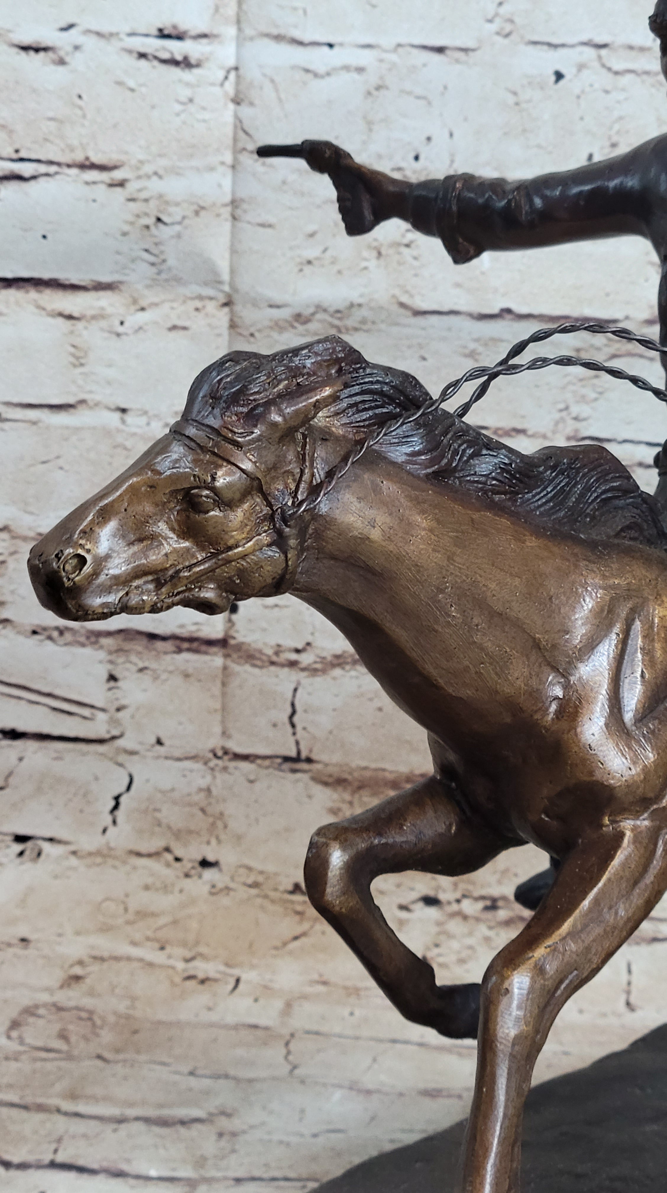 Frederic Remington Bronze Cowboy on Horse 15" x 18"