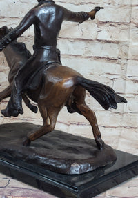 Frederic Remington Bronze Cowboy on Horse 15" x 18"