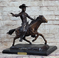Frederic Remington Bronze Cowboy on Horse 15" x 18"