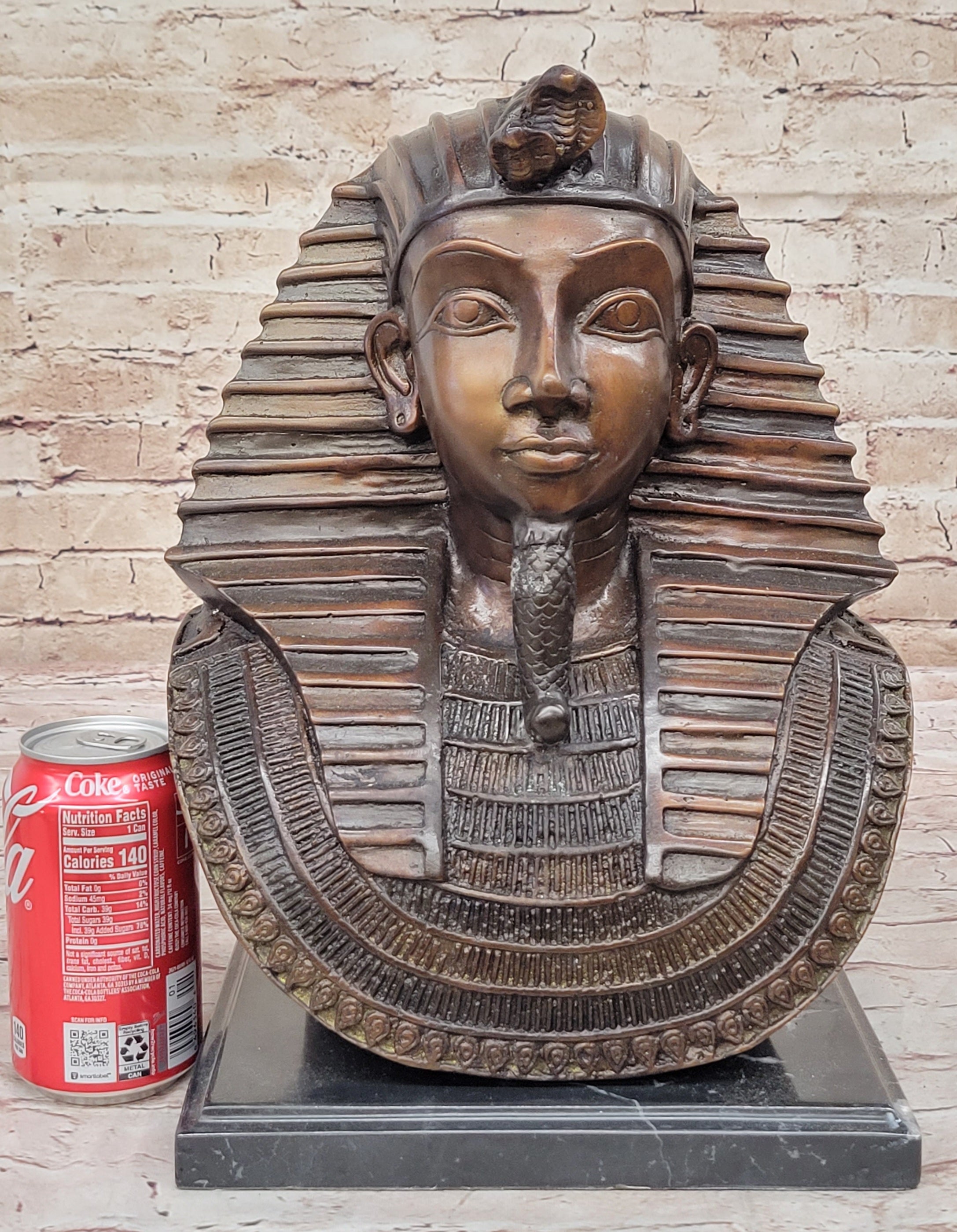 Egyptian Pharaoh Real Bronze Bust Art Deco 14" x 9.5"