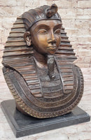 Egyptian Pharaoh Real Bronze Bust Art Deco 14" x 9.5"