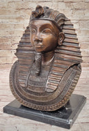Egyptian Pharaoh Real Bronze Bust Art Deco 14" x 9.5"