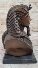 Egyptian Pharaoh Real Bronze Bust Art Deco 14" x 9.5"