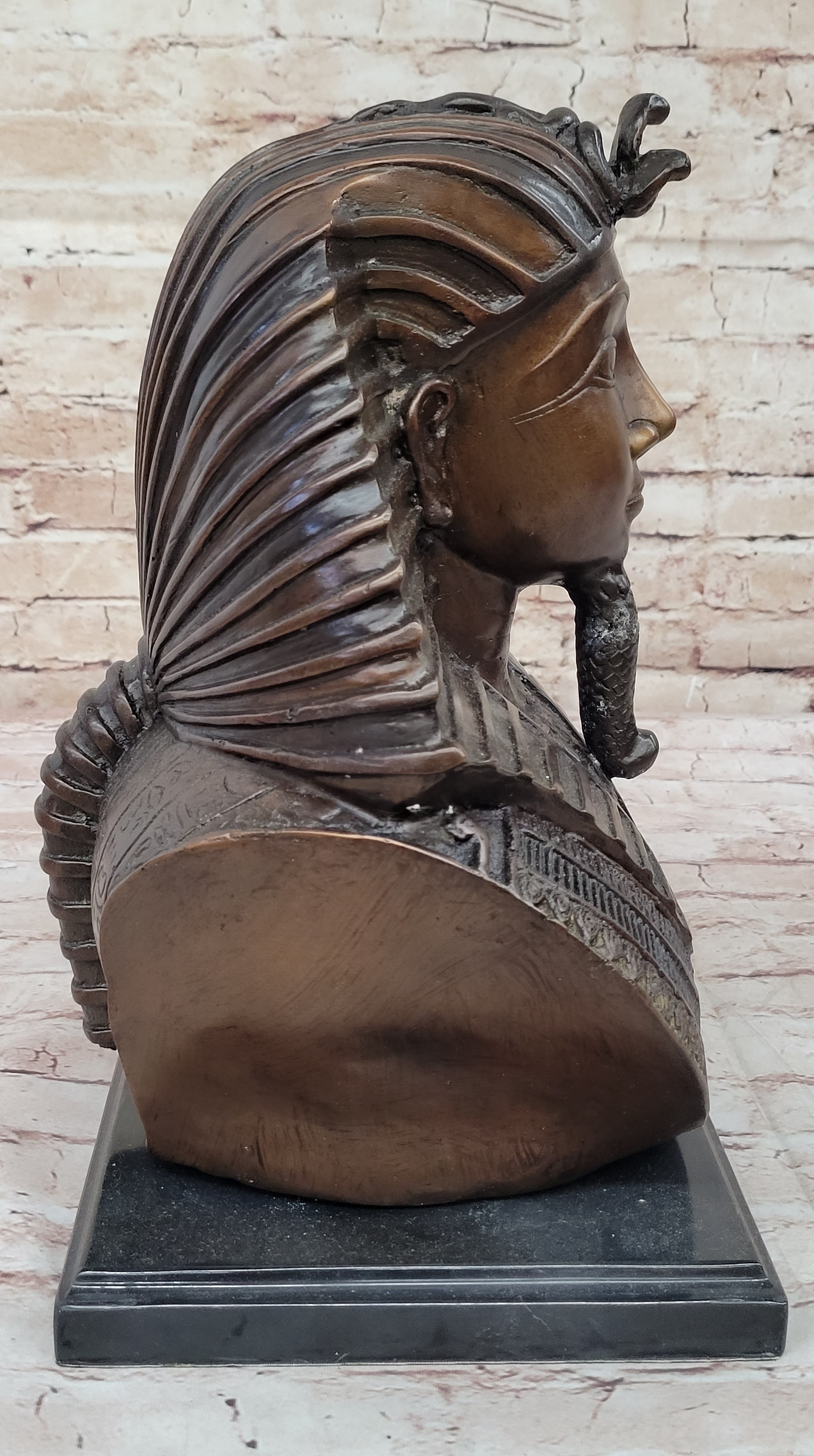 Egyptian Pharaoh Real Bronze Bust Art Deco 14" x 9.5"