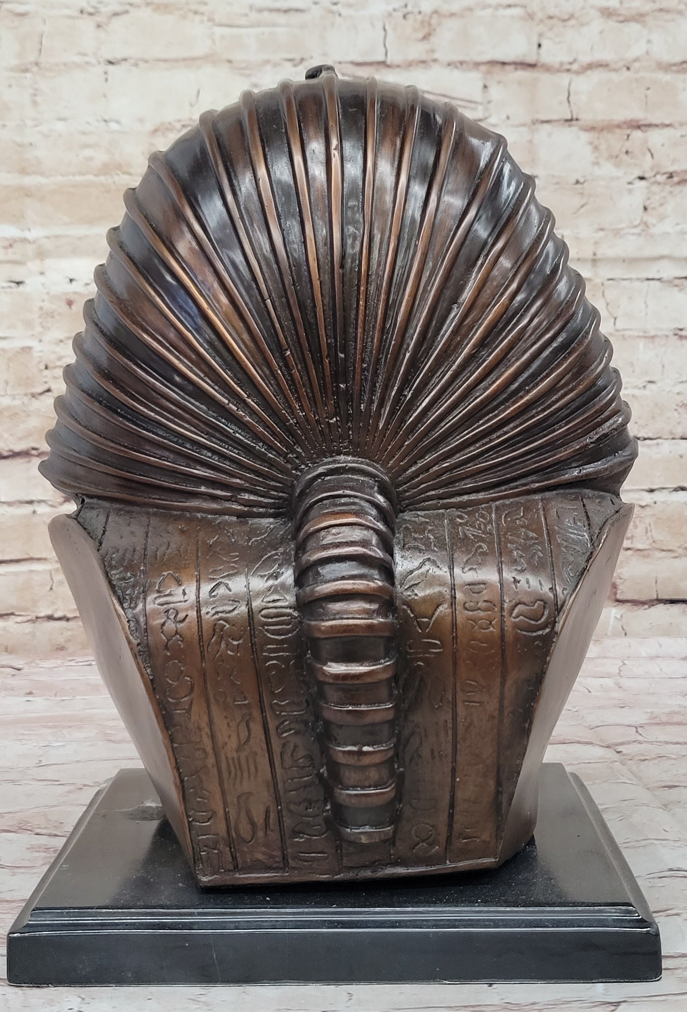 Egyptian Pharaoh Real Bronze Bust Art Deco 14" x 9.5"