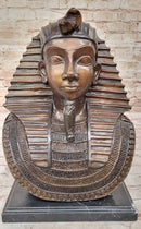 Egyptian Pharaoh Real Bronze Bust Art Deco 14" x 9.5"