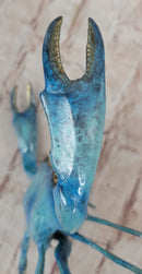 Bronze Blue Crab Sculpture Glazed Colorful Patina 4" x 8"