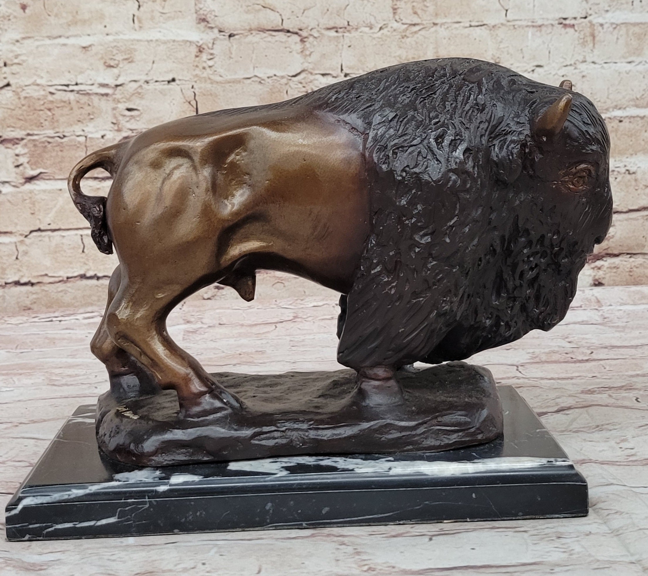 Bison Buffalo Wildlife Bronze Sculpture by Kauba