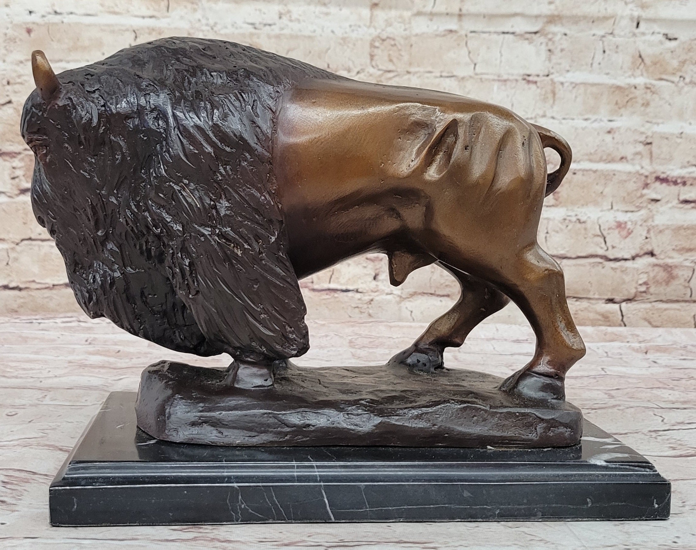 Bison Buffalo Wildlife Bronze Sculpture by Kauba