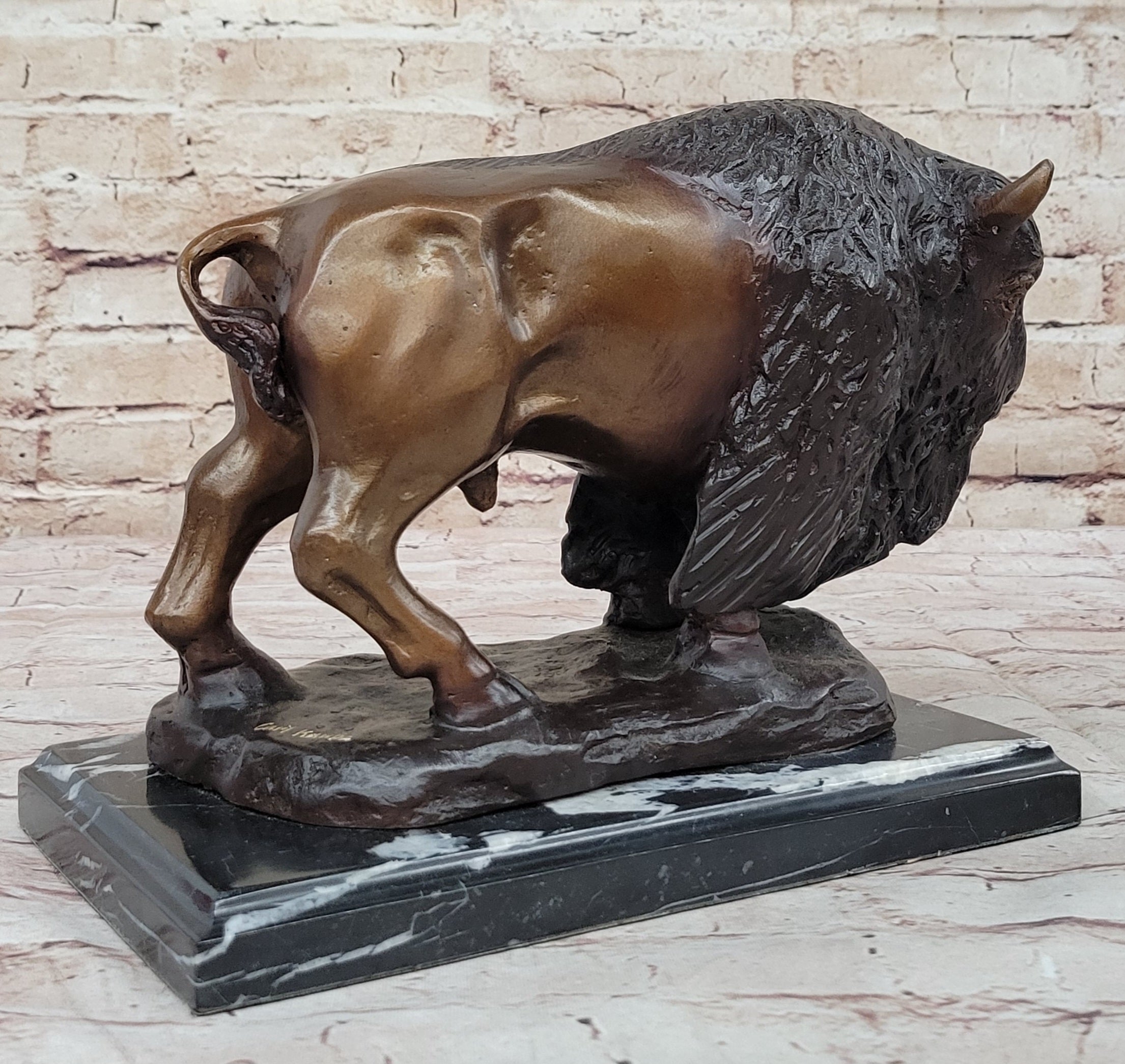 Bison Buffalo Wildlife Bronze Sculpture by Kauba