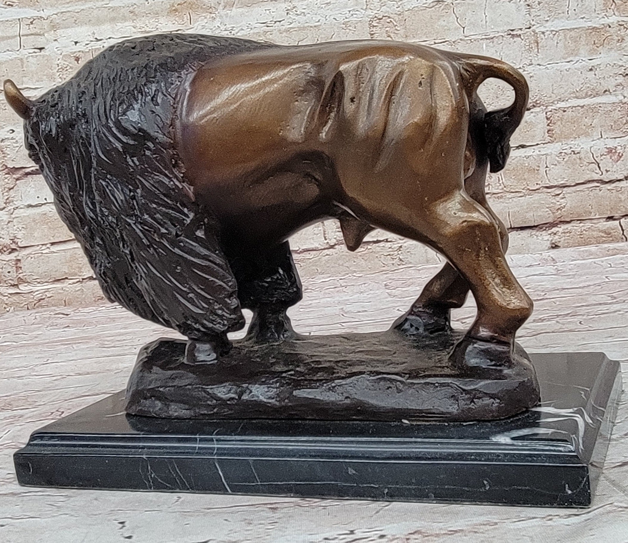 Bison Buffalo Wildlife Bronze Sculpture by Kauba