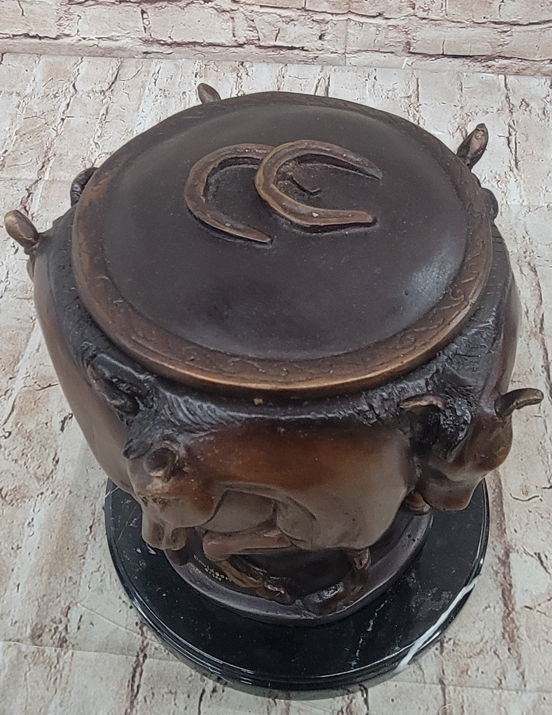 Bronze Horse Relief Sculpture Vase – Equestrian Art Urn