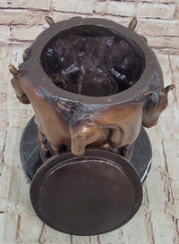 Bronze Horse Relief Sculpture Vase – Equestrian Art Urn