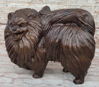 Life Size Pomeranian Dog Puppy Bronze Sculpture 13" x 16"