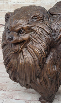 Life Size Pomeranian Dog Puppy Bronze Sculpture 13" x 16"