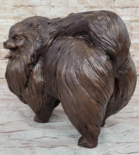 Life Size Pomeranian Dog Puppy Bronze Sculpture 13" x 16"