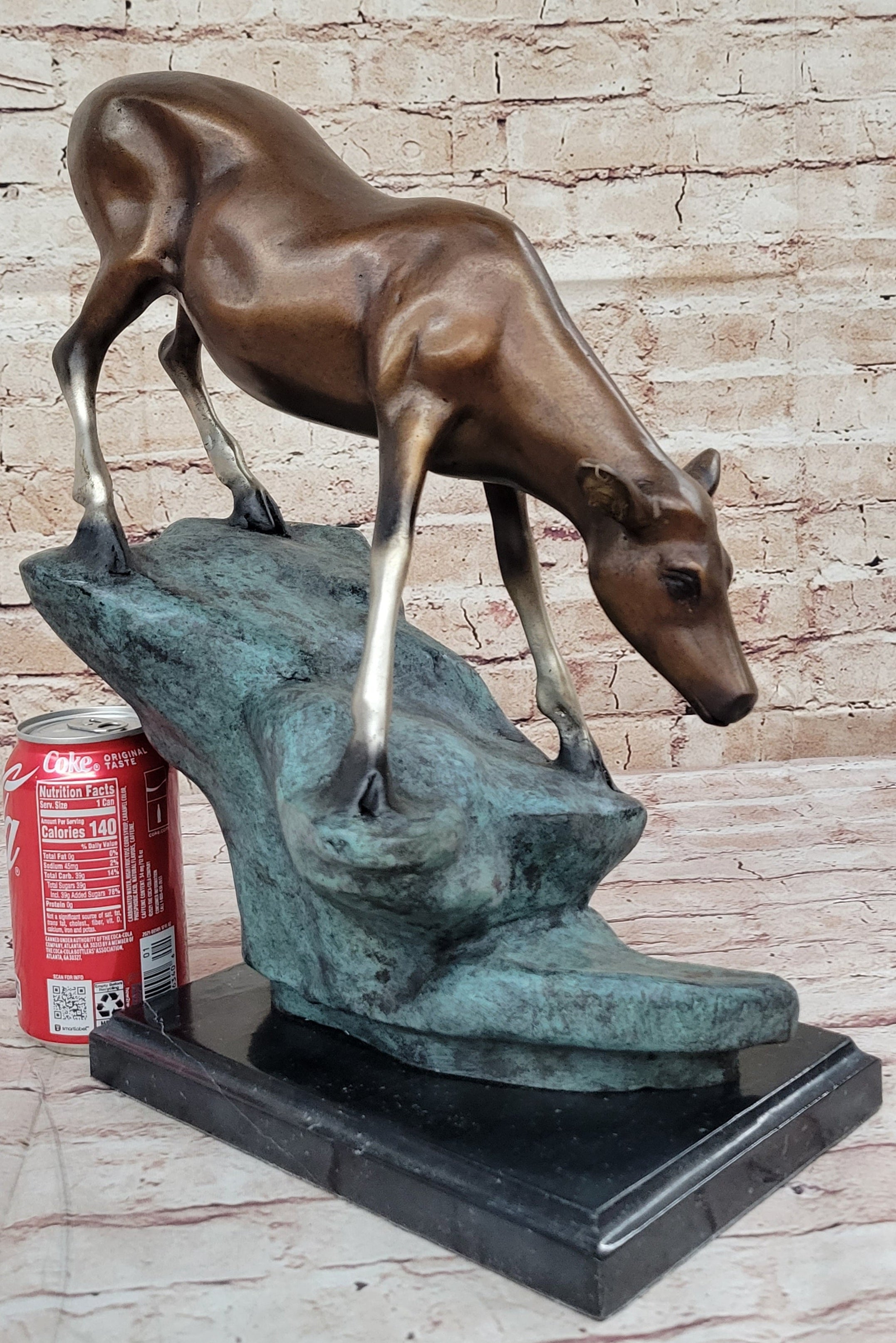 Limned Edition Bronze Deer – Graceful Doe Drinking Water