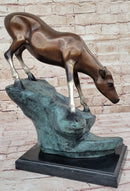 Limned Edition Bronze Deer – Graceful Doe Drinking Water