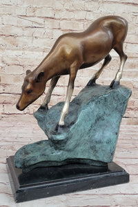 Limned Edition Bronze Deer – Graceful Doe Drinking Water