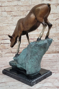 Limned Edition Bronze Deer – Graceful Doe Drinking Water