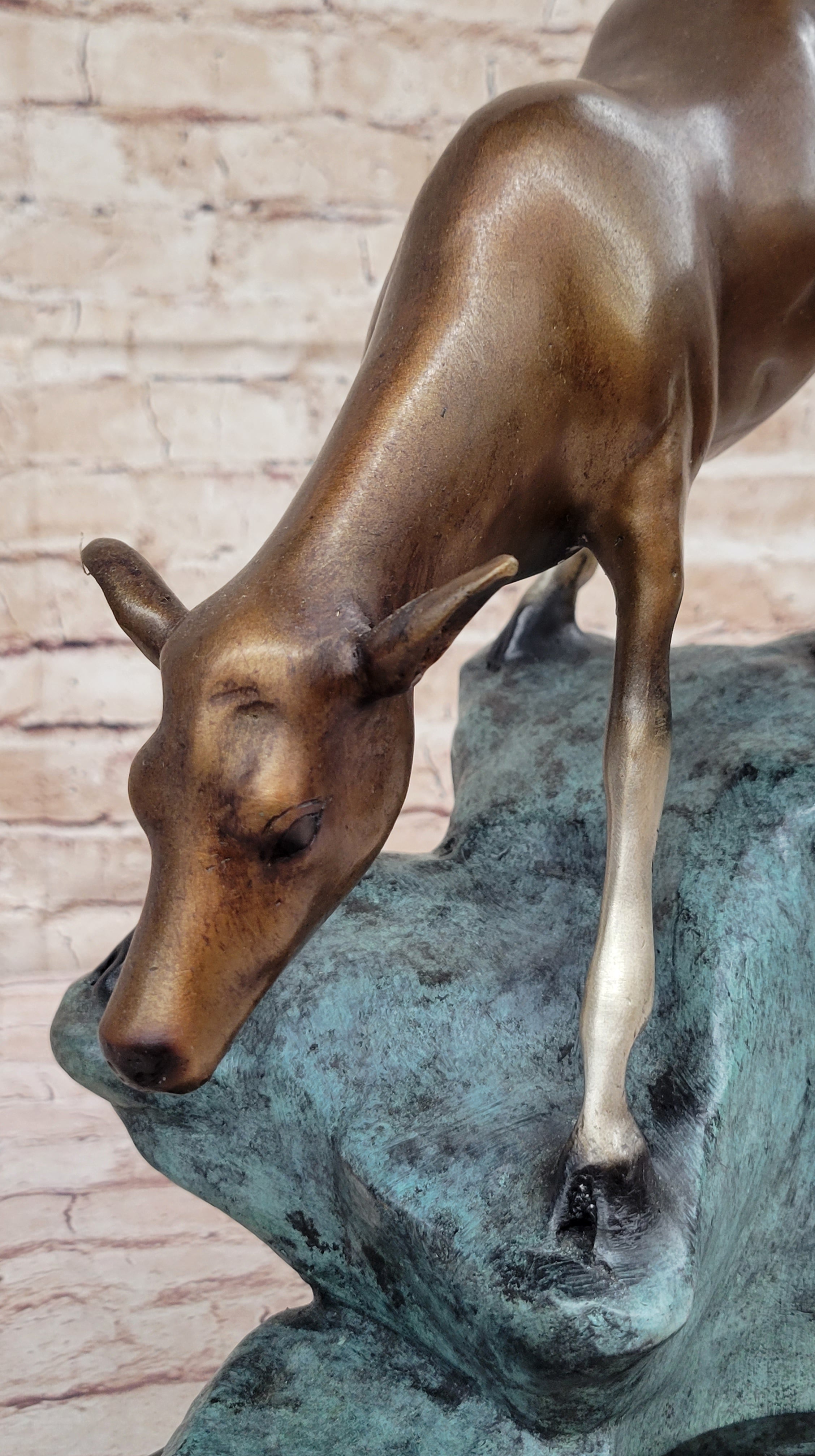 Limned Edition Bronze Deer – Graceful Doe Drinking Water