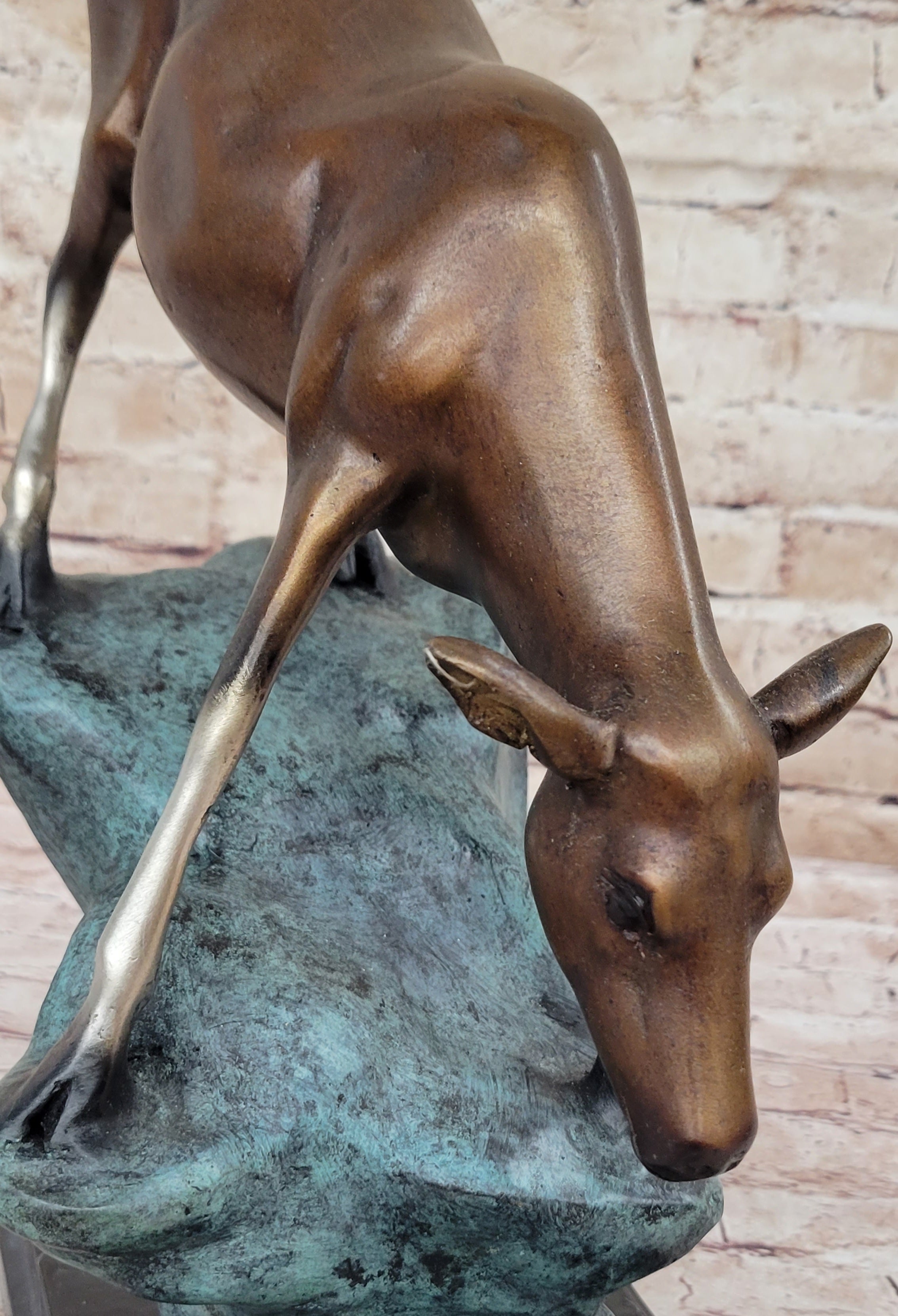 Limned Edition Bronze Deer – Graceful Doe Drinking Water