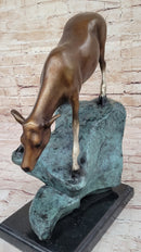 Limned Edition Bronze Deer – Graceful Doe Drinking Water