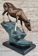 Limned Edition Bronze Deer – Graceful Doe Drinking Water