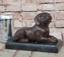 Bronze Puppy Sculpture on Marble Base