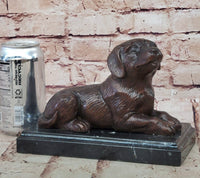 Bronze Puppy Sculpture on Marble Base