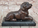 Bronze Puppy Sculpture on Marble Base