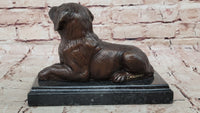 Bronze Puppy Sculpture on Marble Base