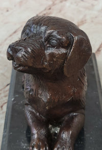 Bronze Puppy Sculpture on Marble Base