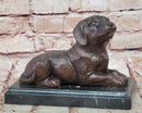 Bronze Puppy Sculpture on Marble Base