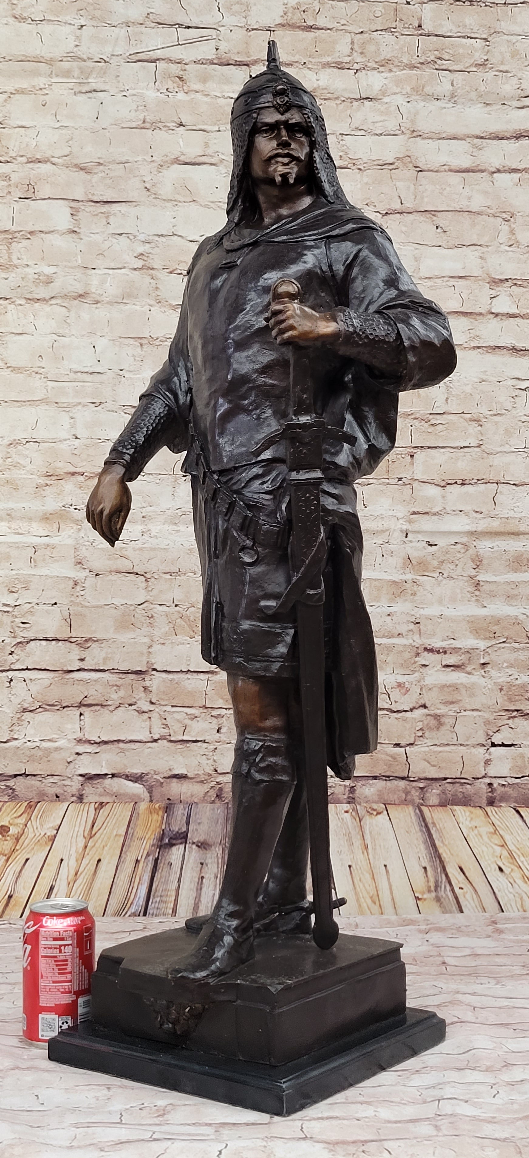 Turkish Arabian Man Warrior w/ Sword Bronze 37" x 15"