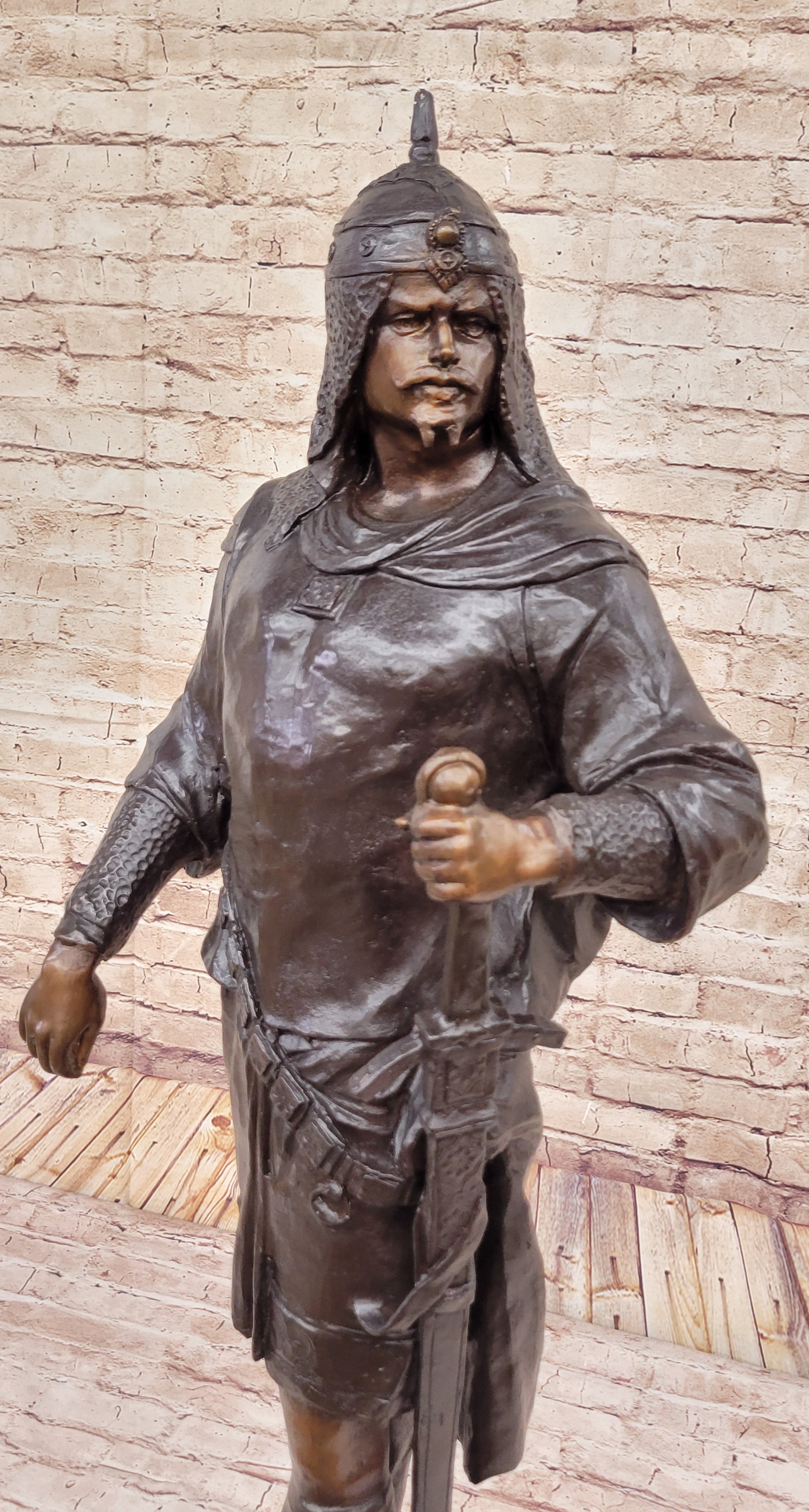 Turkish Arabian Man Warrior w/ Sword Bronze 37" x 15"
