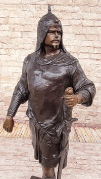 Turkish Arabian Man Warrior w/ Sword Bronze 37" x 15"