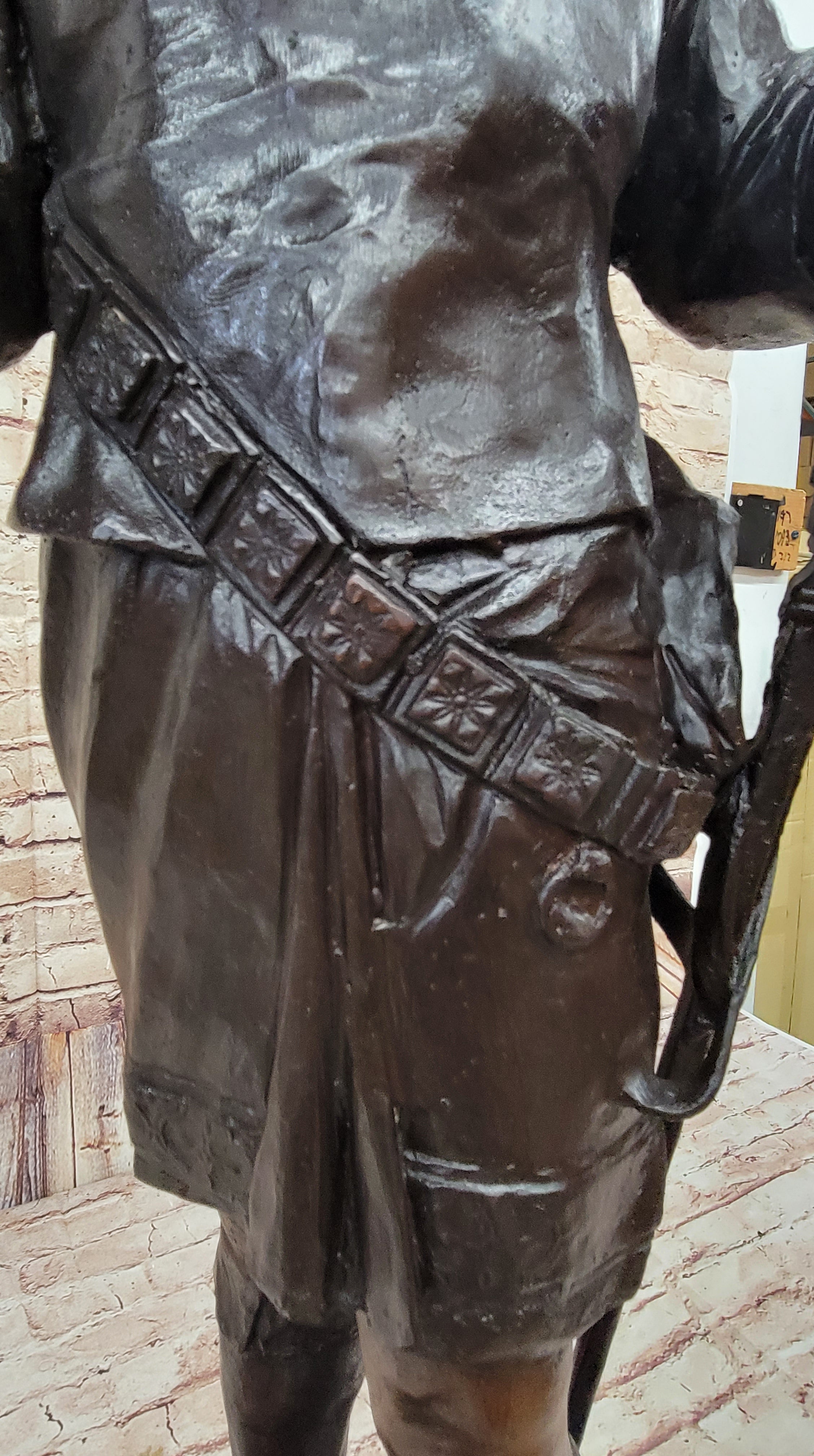 Turkish Arabian Man Warrior w/ Sword Bronze 37" x 15"