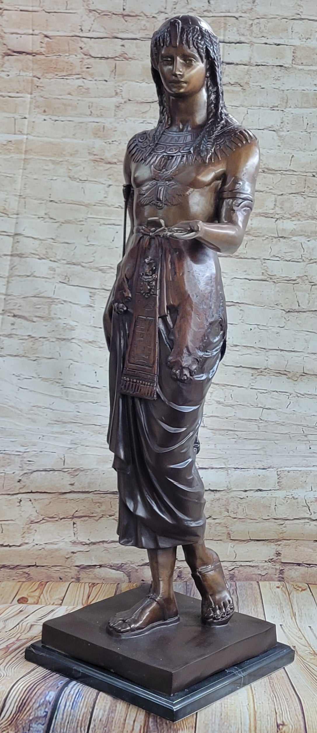 Egyptian Prince Pharaoh Bronze Sculpture w/ Outstretched Hand 35"