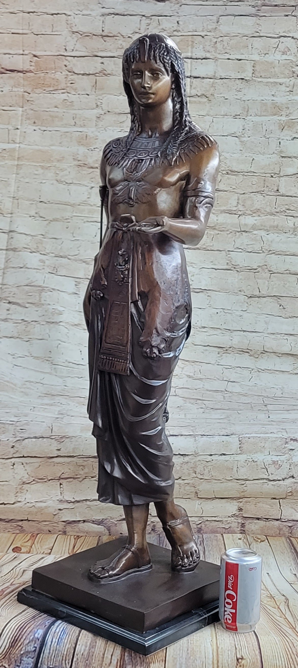 Egyptian Prince Pharaoh Bronze Sculpture w/ Outstretched Hand 35"