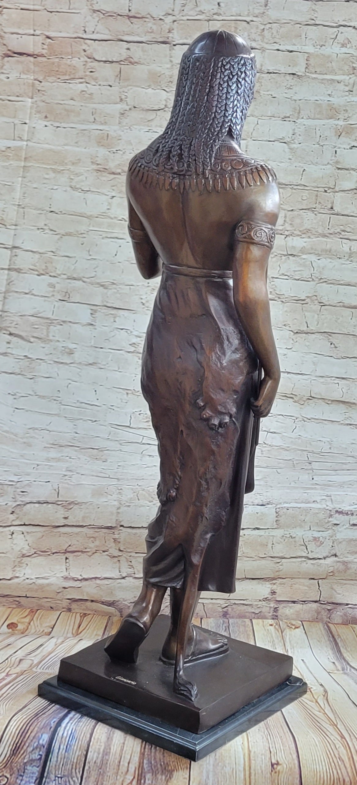 Egyptian Prince Pharaoh Bronze Sculpture w/ Outstretched Hand 35"