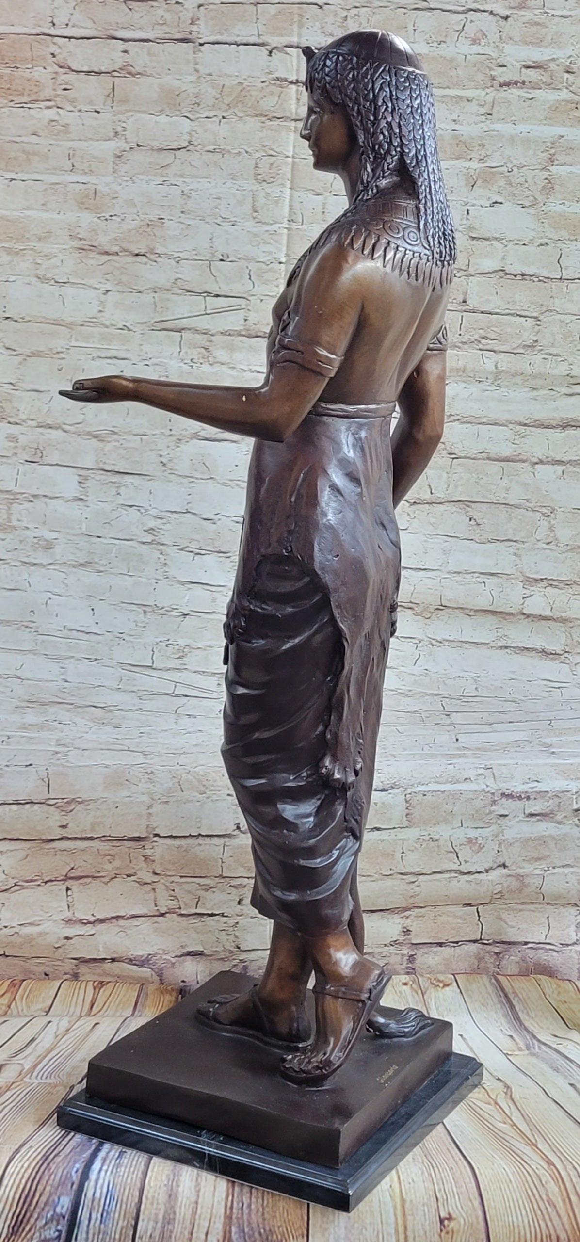 Egyptian Prince Pharaoh Bronze Sculpture w/ Outstretched Hand 35"