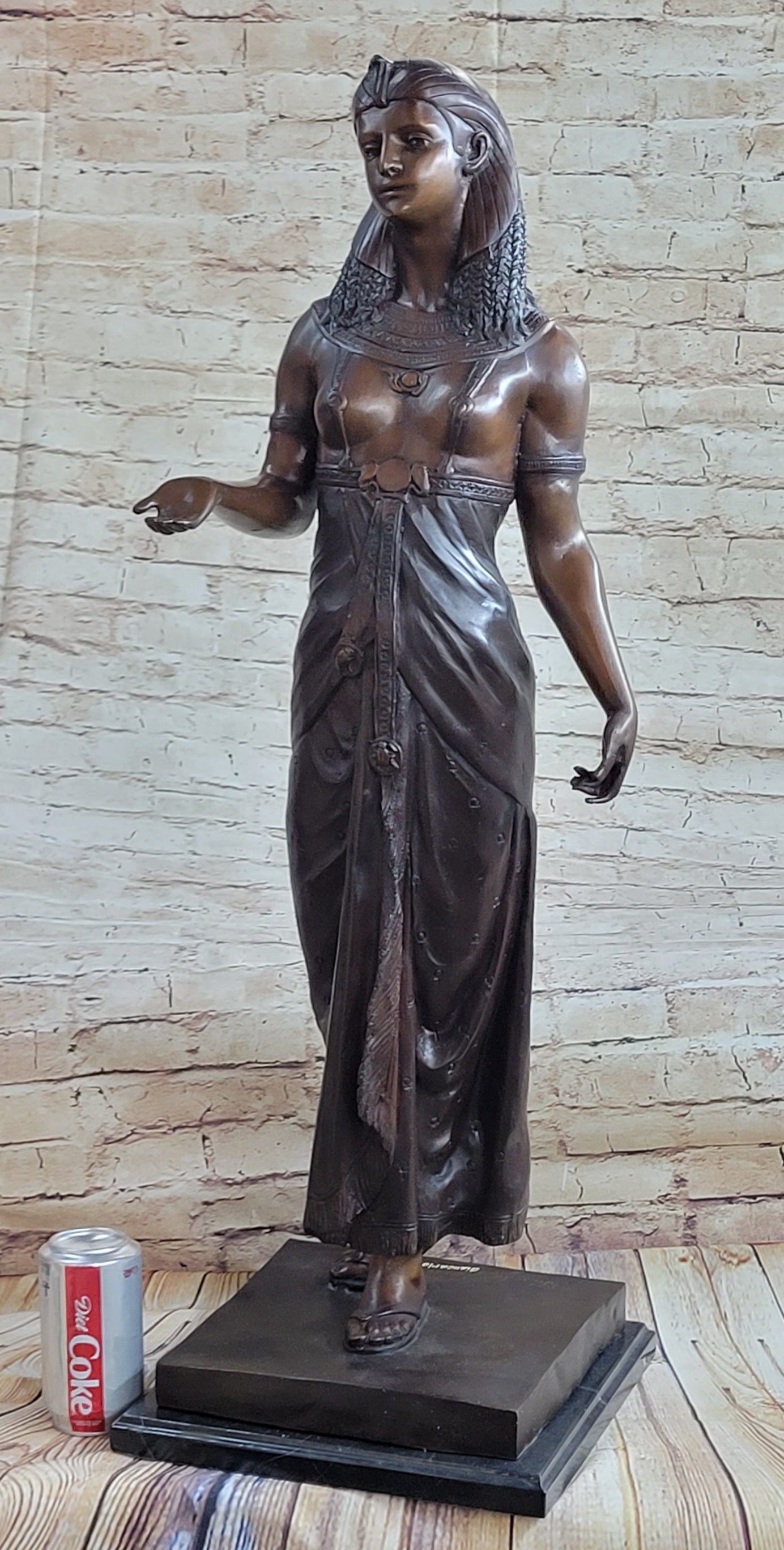 Cleopatra Egyptian Pharaoh Bronze Sculpture 34" x 11"