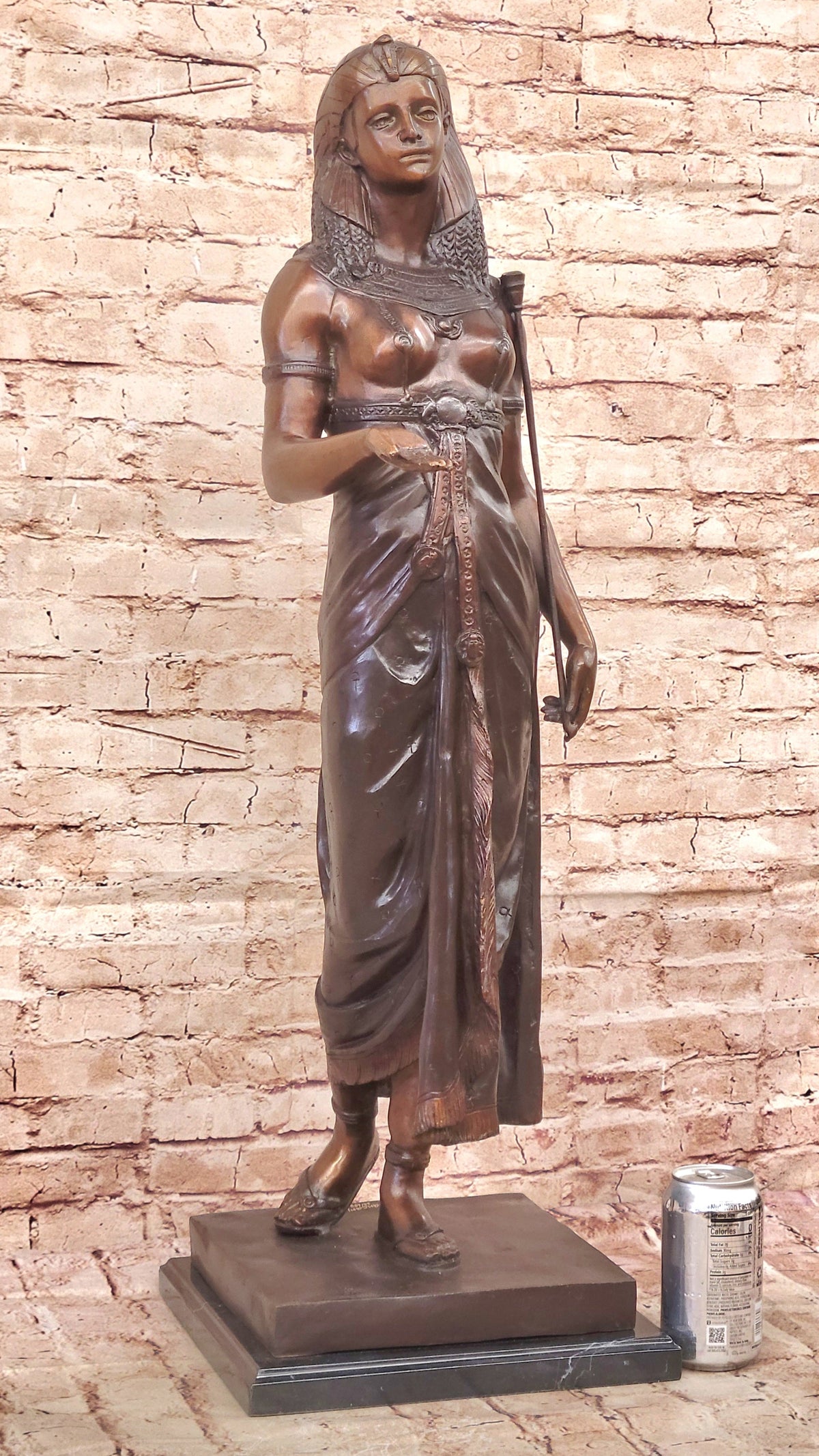 Cleopatra Egyptian Pharaoh Bronze Sculpture 34" x 11"