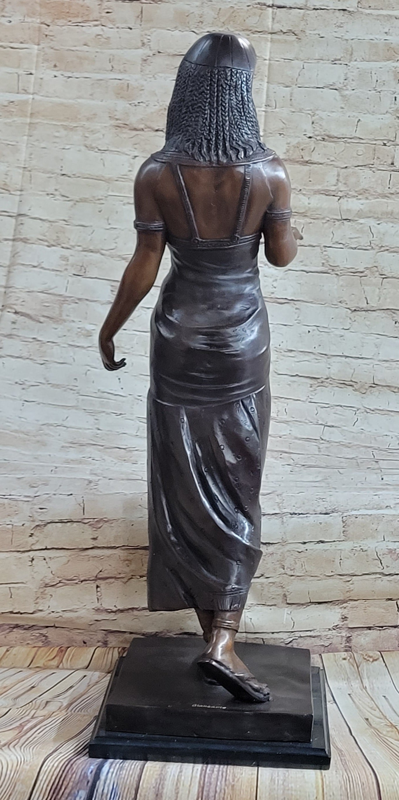 Cleopatra Egyptian Pharaoh Bronze Sculpture 34" x 11"